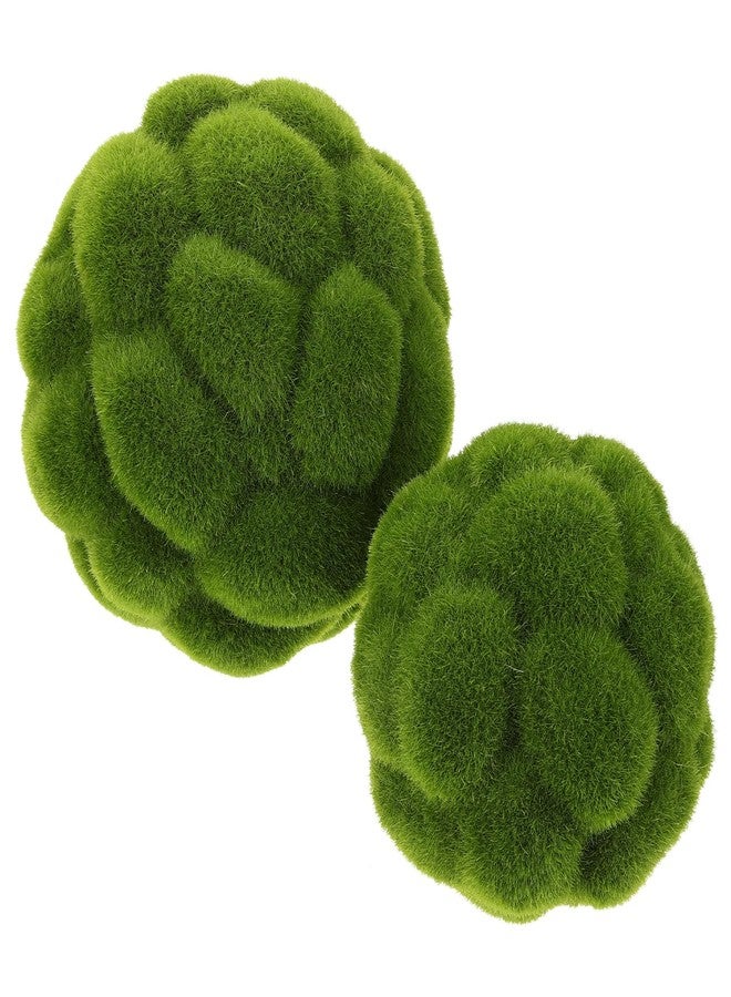 MHFOOU 2pcs Fake Moss Balls,Artificial Green Moss Balls Simulated Plant Moss Decor for Fairy Gardens Floral Arrangements Craft - Image 1